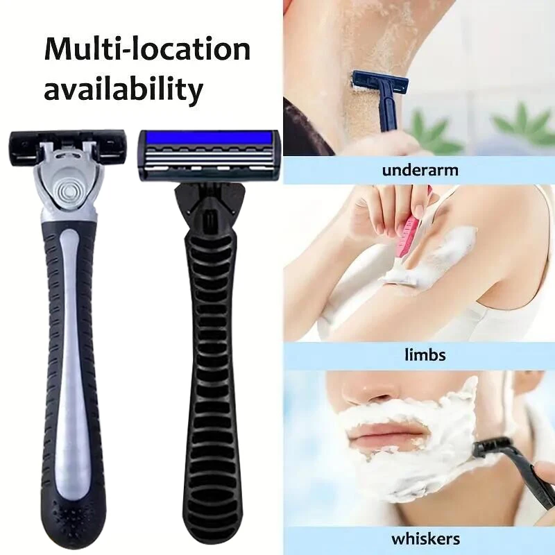 ماكينة حلاقة آمنة ثلاثية الطبقات من الفولاذ المقاوم للصدأ عالية الجودة | مع شفرات قابلة للاستبدال | ، شفرات ماكينة الحلاقة اليدوية #5