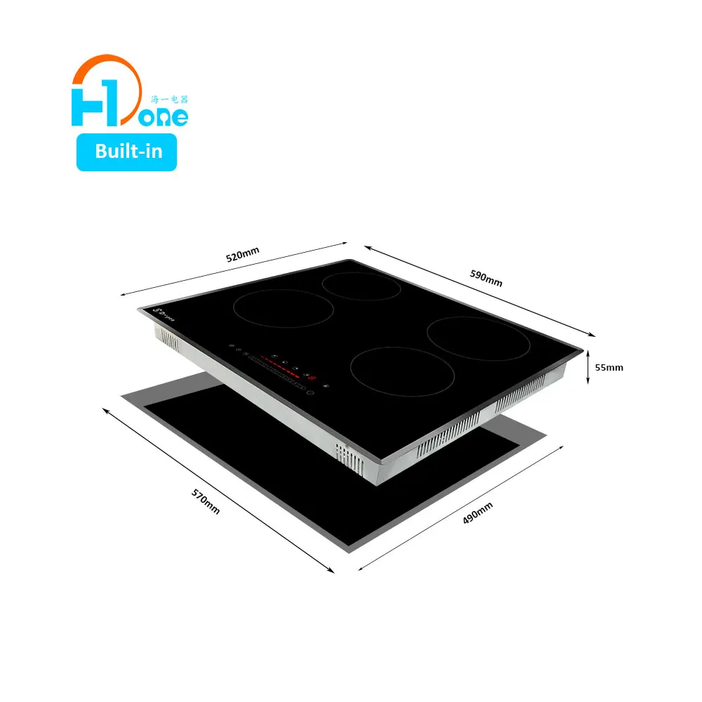 H-One 4 Burner Induction Cooker Large Induction Cooktop Crystal Induction Cooker With Touch Display 8140-255