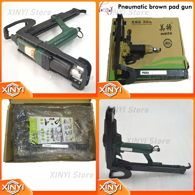 for Pneumatic Palm Cushion Nailer 200pcs Sofa Mattress Fixing Gun Professional Upholstery Stapler Tool 1pc