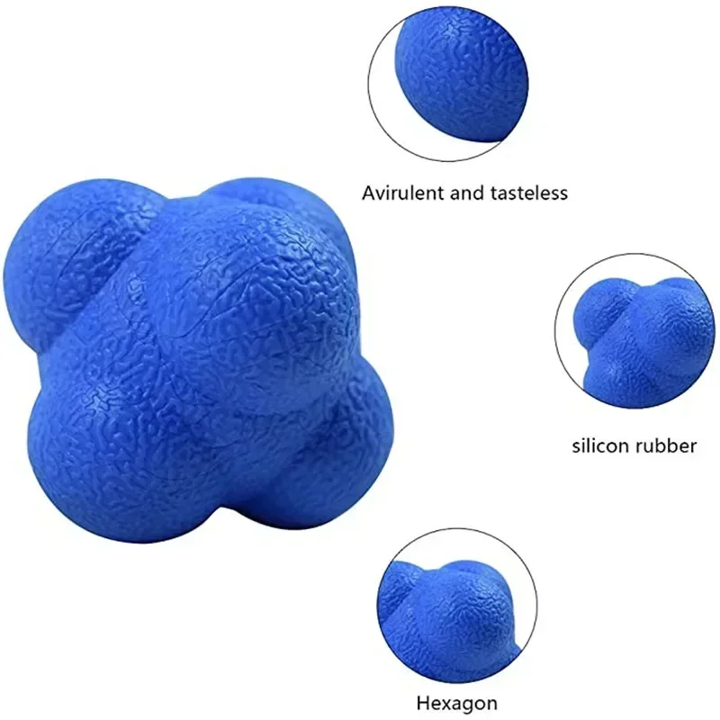 7cm High Density Silicon Rubber Hexagonal Reaction Ball Agility Coordination Reflex Exercise Sports Fitness Training Ball