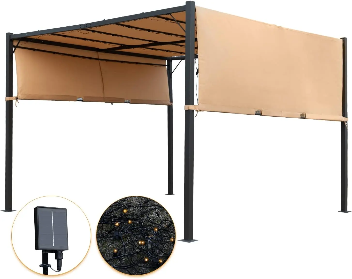 Pergolas Gazebo for Patios 10 * 10 Metal Gazebo Canopy Tent with Sliding Adjustable Canopy Weather-Resistant Fabric Quality Mate