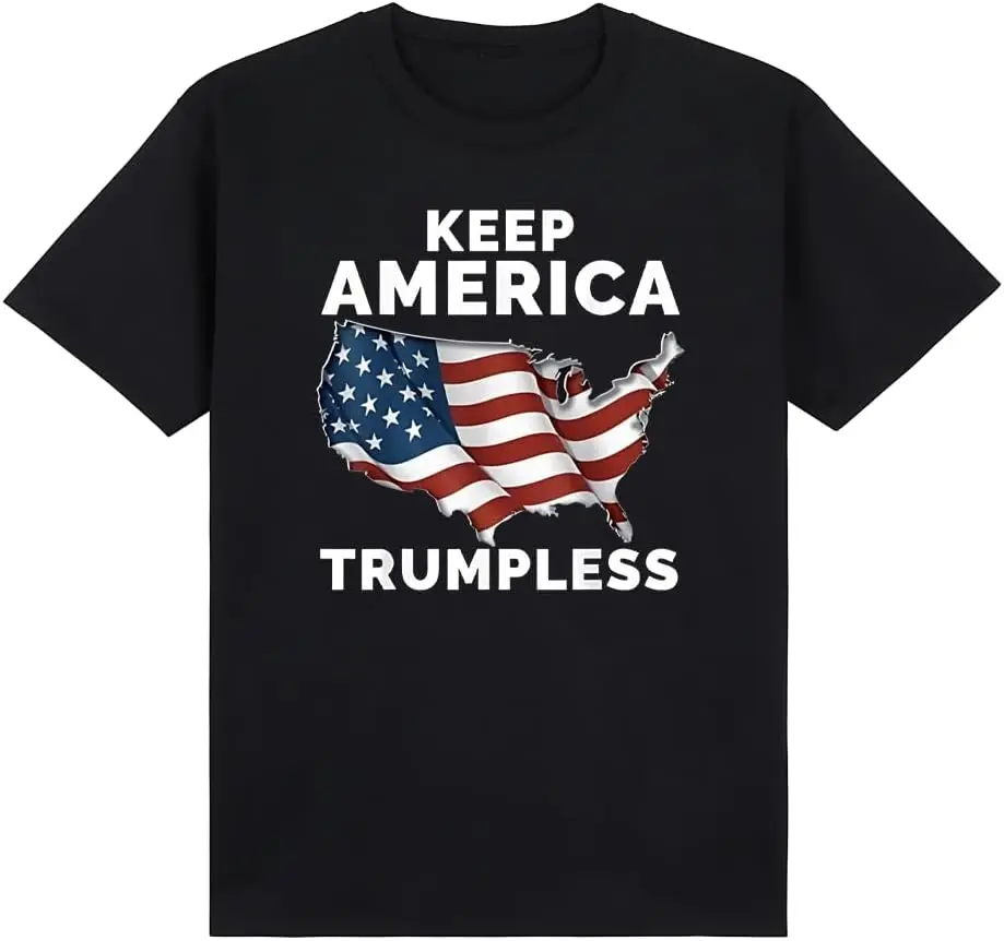 Anti-Trump Keep America Trumpless White Election Campaign T-Shirt - Patriotic Red, White & Blue Graphic Tee for Men and Women