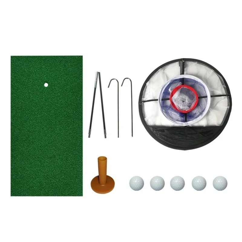 

1 Set Golf Chipping Net Cages with Balls and Mat Practice Aid Indoor & Outdoor Beginners Pitching Hitting Practice Training Use