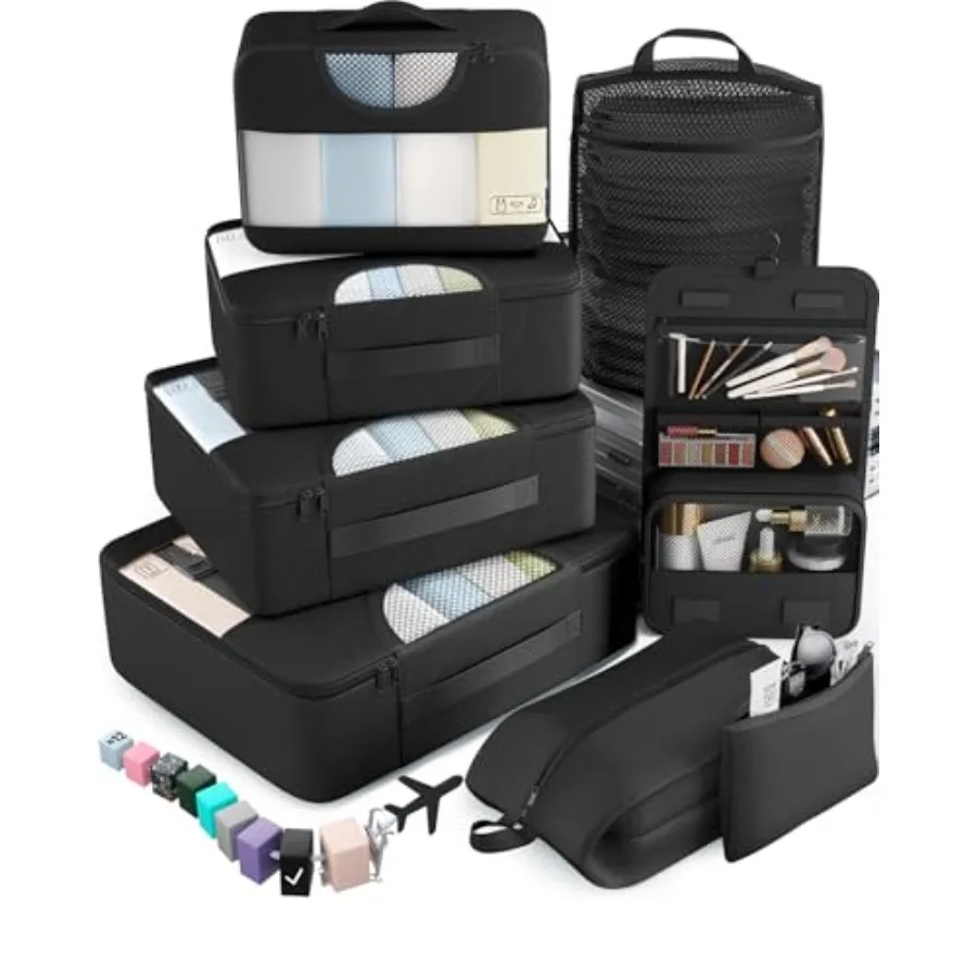 

Набор из 10/8 упаковочных кубов для путешествий, органайзеры для чемоданов, сумки для ручной клади в 4 размерах, аксессуары для багажа с мешком для белья