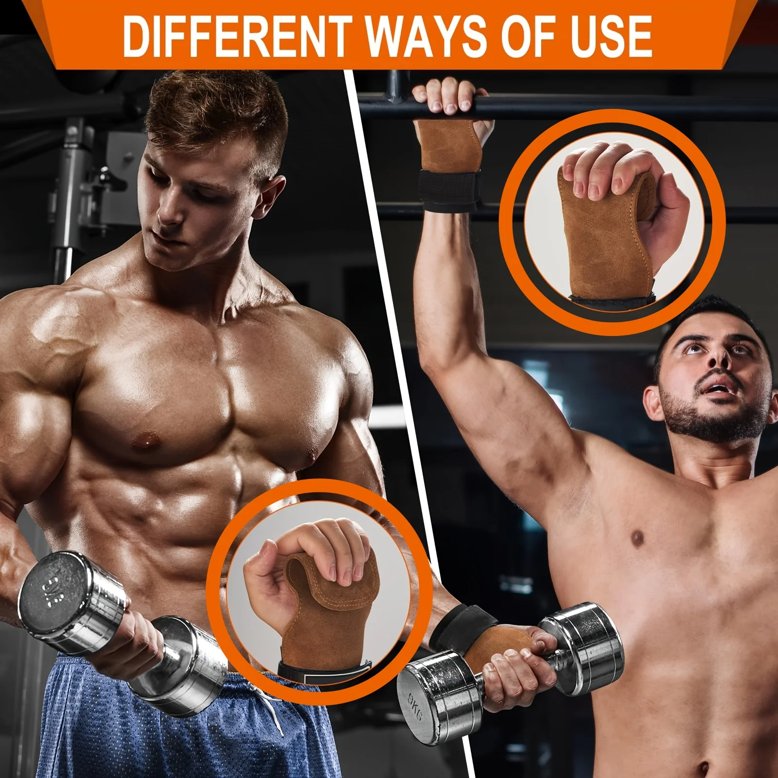 1/2 Stück Gewichtheber-Handgelenkbandagen Fitness-Handgriffe für Krafttraining, Kreuzheben, Klimmzüge, Workout-Assistenz-Handschuhe – Detail 3