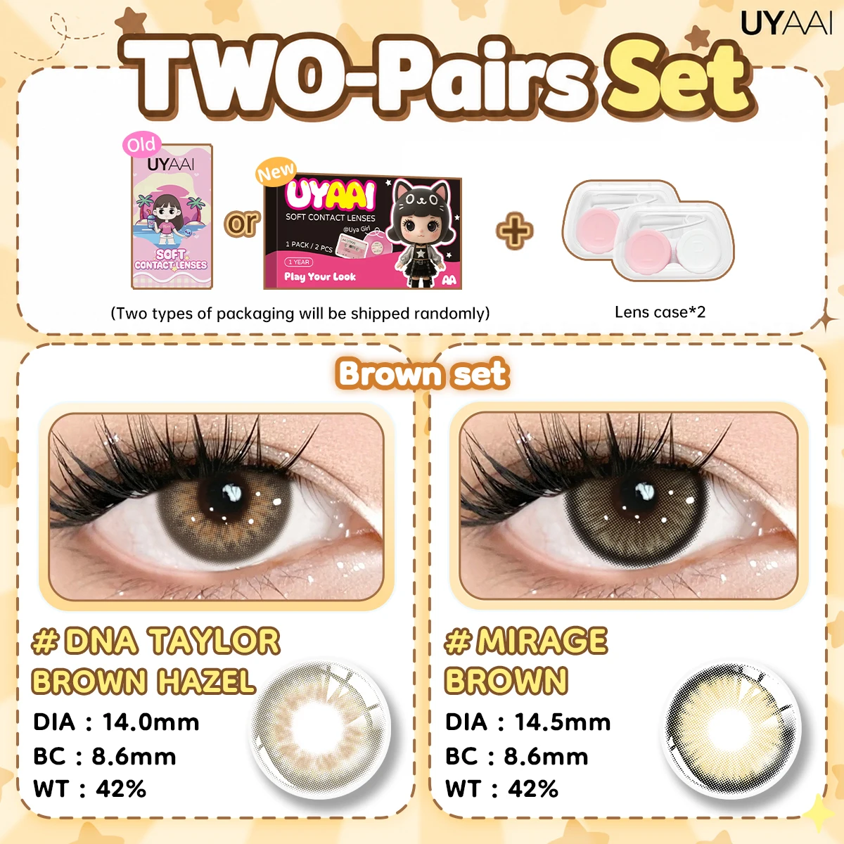 UYAAI [2 Paar Set] Farbkontaktlinsen für Damen, Make-up, grüne Linsen, natürliche graue Pupillen, kosmetische braune Kontaktlinsen, schwarze Linsen – Detail 7