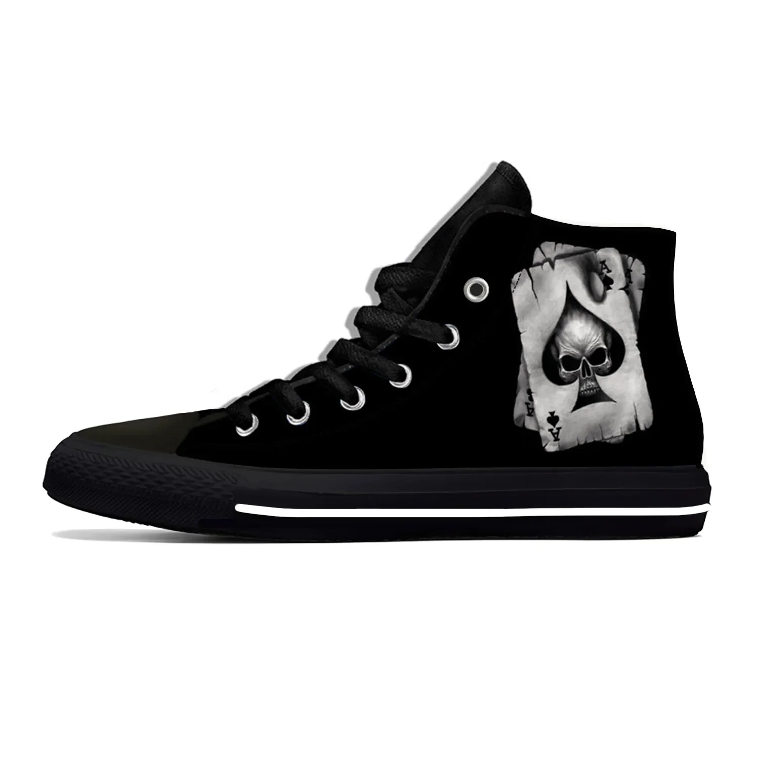 Hot Grim Reaper Death Skull Poker Skeleton Horror Casual Cloth Shoes High Top Lightweight Breathable 3D Print Men Women Sneakers