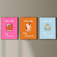 3pcs Call Me Old Fashioned Cocktail Print Canvas Posters - Vintage-Inspired Whiskey & Cocktail Art, Unframed Polyester Wall D