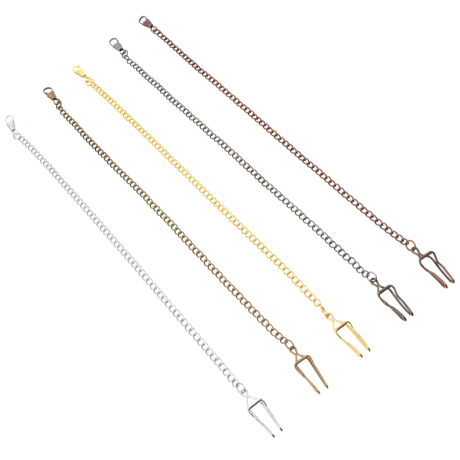 

5 Pcs Pocket Watch Chains Vintage Alloy Belt Chains Hanging Metal Buckle Necklace Clip Lobster Clasp Key Wallet Supply Gift Dad