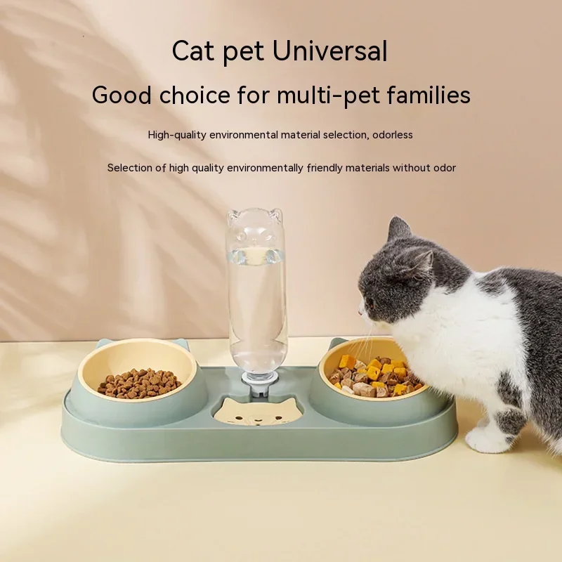 

Dog Double Automatic Pet Feeder Drinker Basin Dog Bowl Cat Supplies Water Dispenser