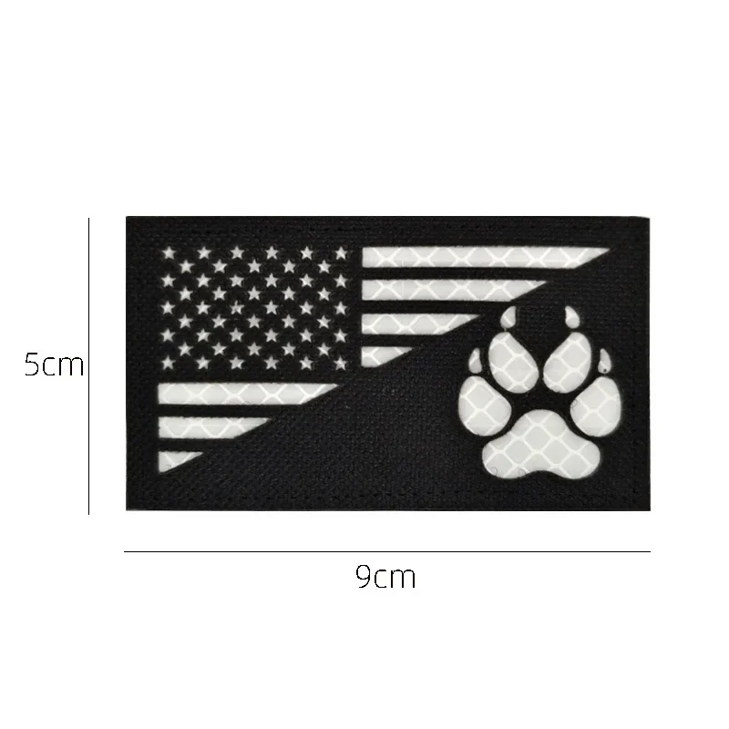 Black Meiqi Camouflage Nylon Cloth Sticker IR Reflective Dog Paw Chapter Dog Clothing Accessories Badge K9 Hoop and Loop Patches