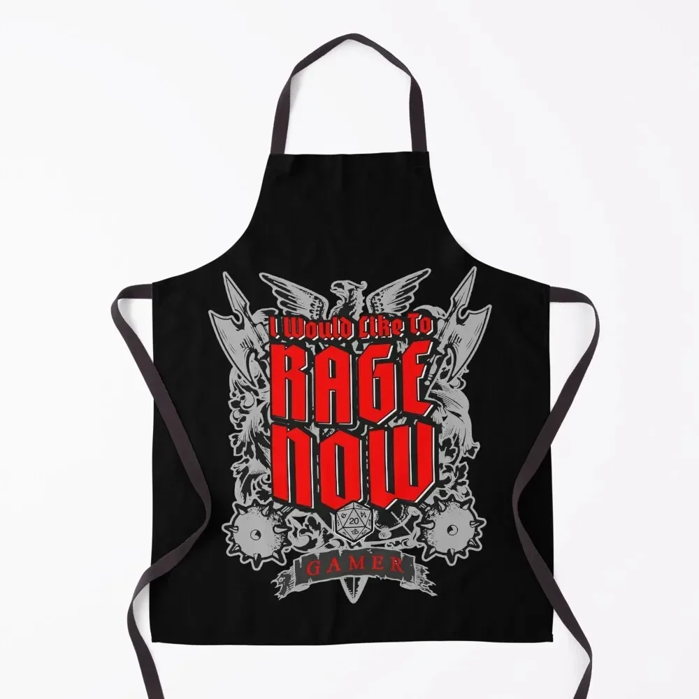 I Would Like To Rage Now Barbarian RPG Gamer D20 Dice Apron men's barbecue professional kitchen kindergarten teacher Apron