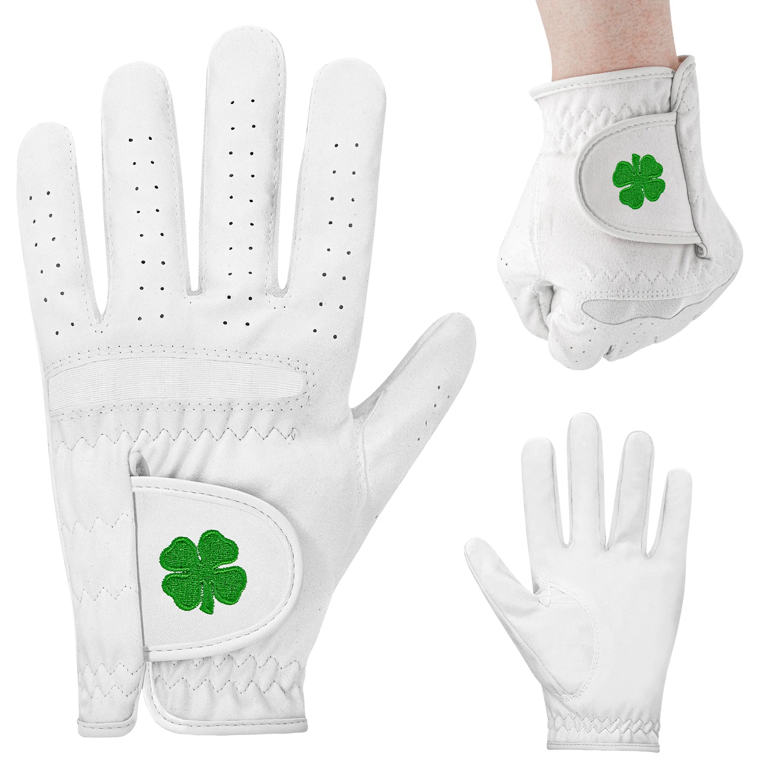 1pc Women's Golf Glove – Made of Ultra-thin Fiber, Breathable and Durable, for Left Hand, with Four-Leaf Clover Embroidery