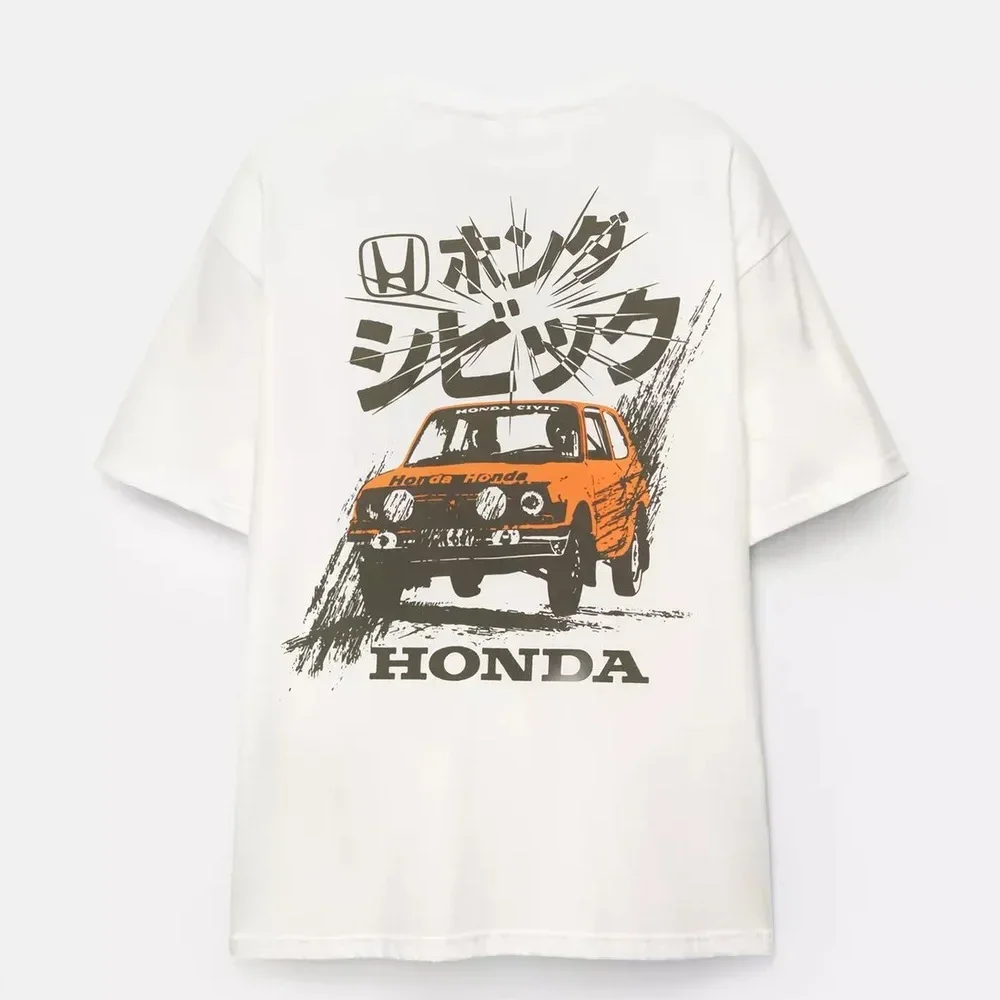 

Мужская и женская футболка Honda Civic Rally, летние хлопковые рубашки с короткими рукавами, весенне-осенний свободный топ для мотоцикла по бездорожью