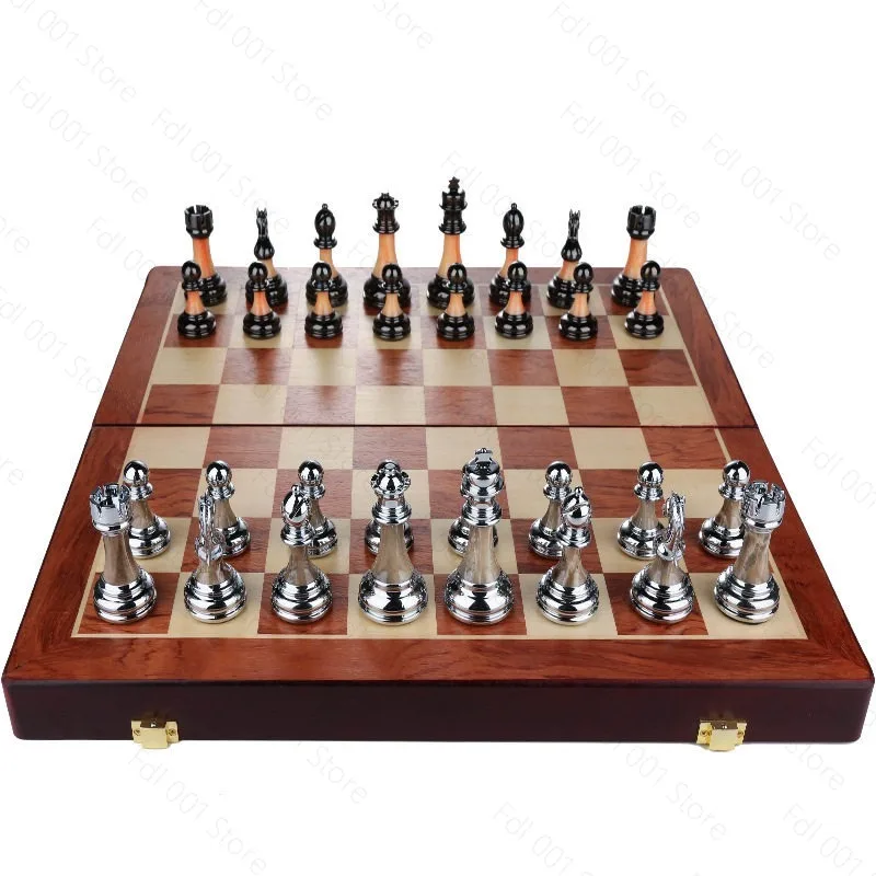 Chess high-end gift box set solid wood folding  board imitation jade  pieces  vintage European ornaments