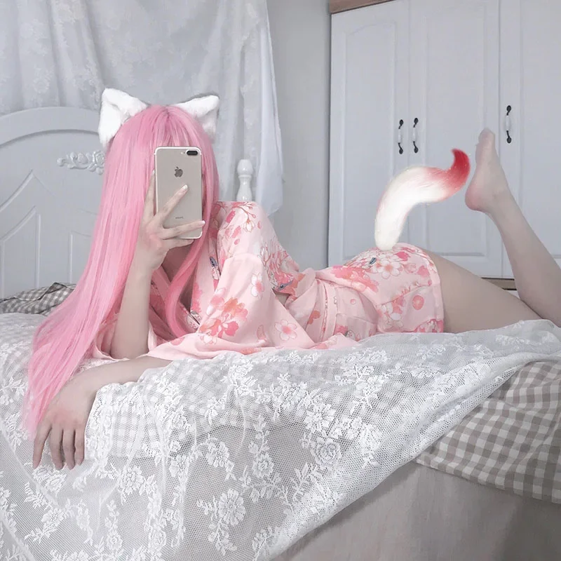 ملابس داخلية مثيرة للنساء ، فستان كيمونو للحفلات ، ساكورا على الطراز الياباني ، زي الجيشا ، يوكاتا ، بيجامة للفتيات ، ساكورا