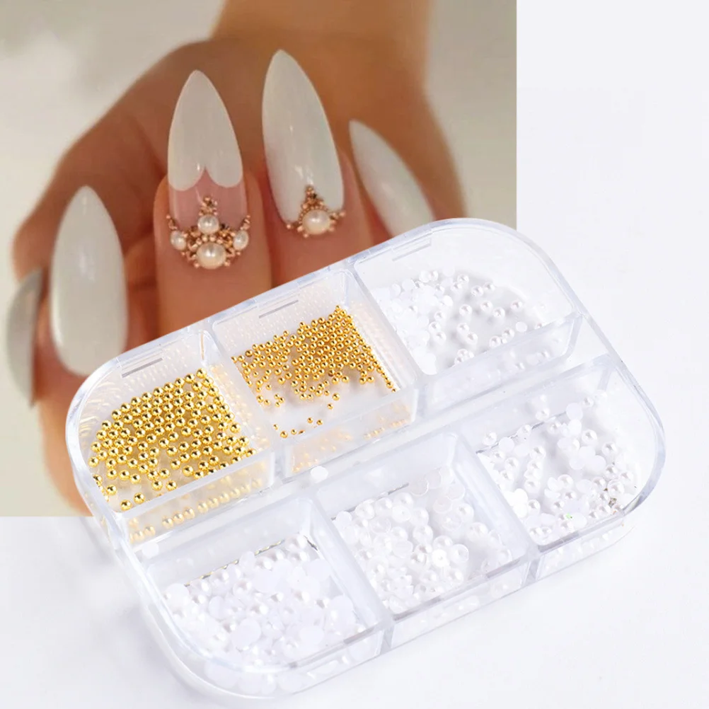 

3pcs 3 Boxes Plastic Pearl Nail Art Beads Charms Diy Manicure Decor Accessories Nail Ornament Design Elegant Shiny Girl Gift