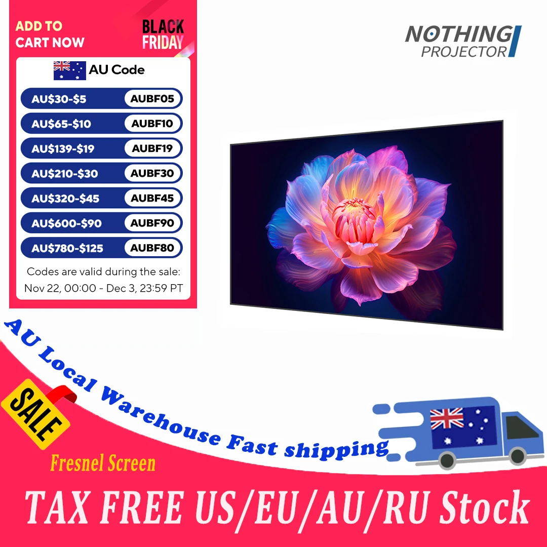 NP 100 Inch Fresnel Optical Screen Fixed Frame for UST Projectors ALR 4K UHD Anti Light Projector Screen Home Theater