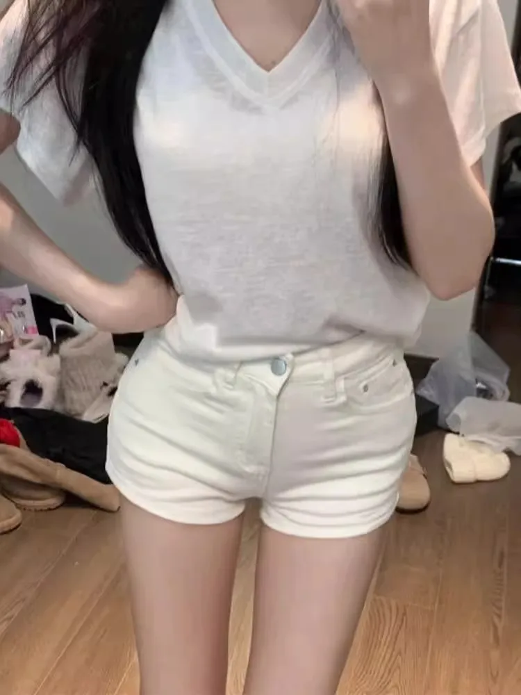 

High Waist White Denim orts Women's Summer plus Size Slimming Elastic ort Pants Tight Fit Flattering for plus Size Women