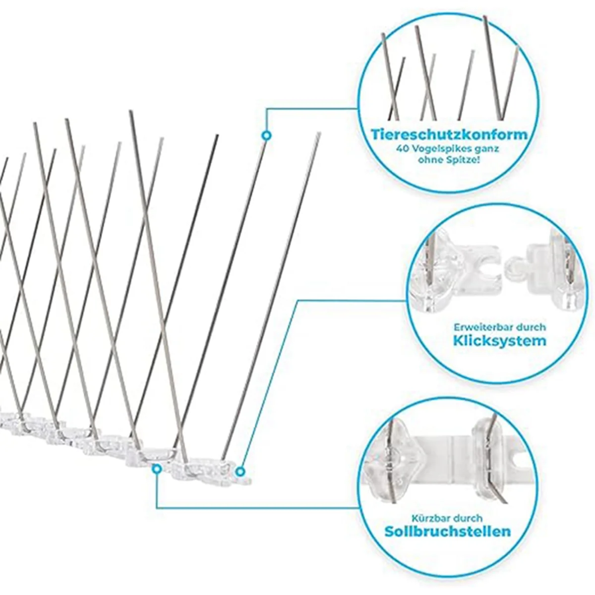 Juego de clavos para valla antiaves, pinchos repelentes de aves, repelente de aves para balcón, pinchos para evitar escalada, 12 piezas