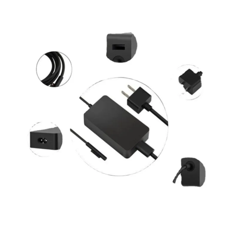 Zasilacz do Microsoft Surface 45W 65W Adapter do Microsoft PlePro 3 Pro 4 Pro 5 Pro 6 Pro 7, szybkie ładowanie 5V 1A, 15V, 4A