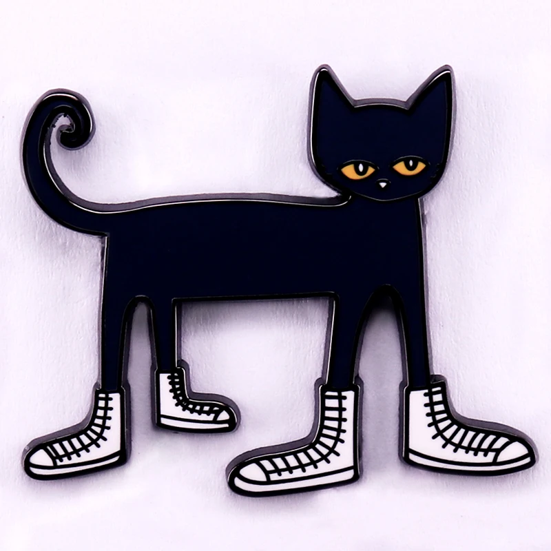 Pin esmaltado de Pete the Cat I Love My White Shoes, insignia, Pin de solapa de Animal Kawaii