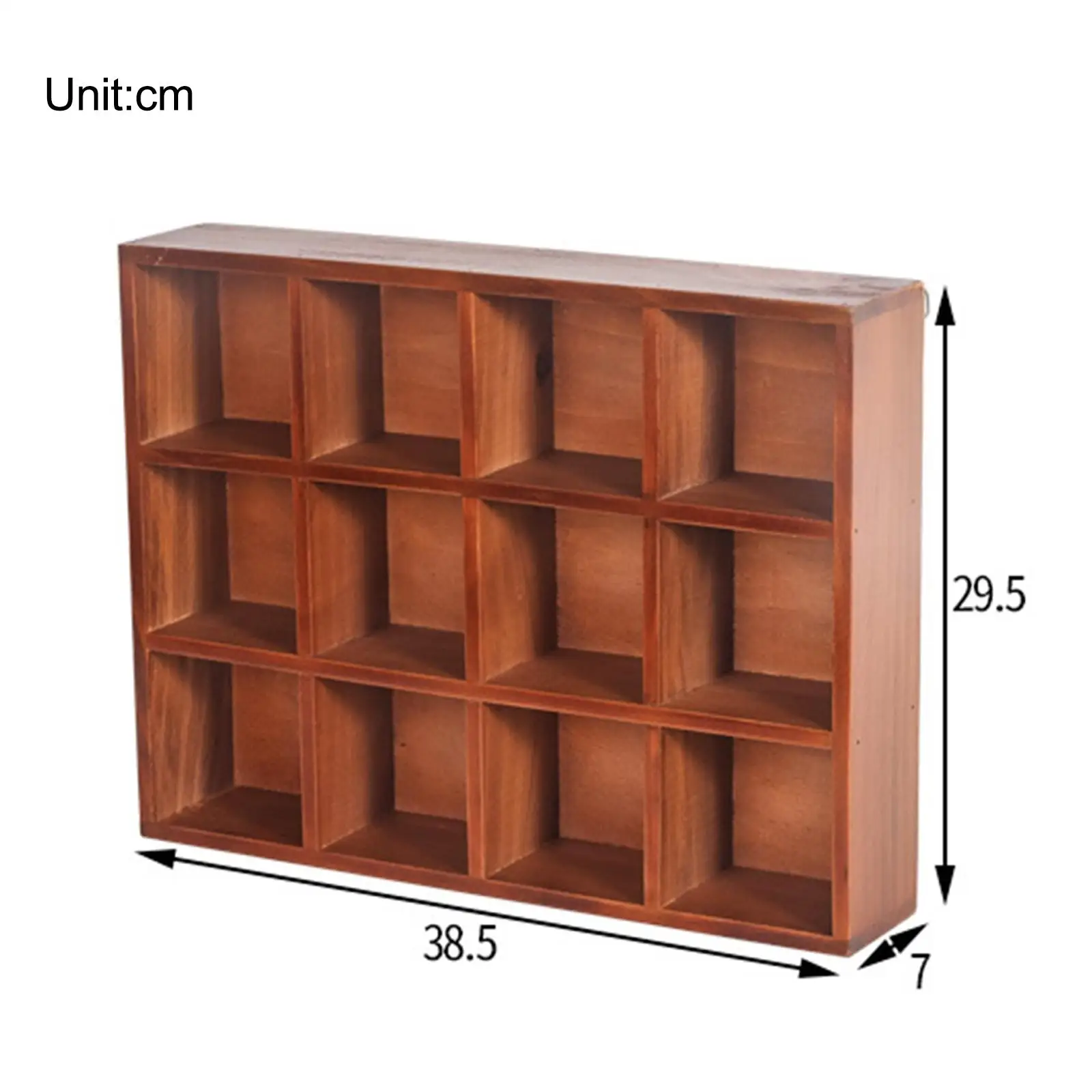 Wooden Display Shelf with 12 Compartments Wall Display Case Organizer Freestanding Shadow Box for Collectibles Miniatures Toys