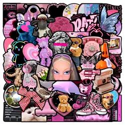 50PCS Pink Black Style Cool Cartoon Graffiti Stickers Phone Guitar Laptop Notebook Suitcase Cup Waterproof Sticker Decals Toy