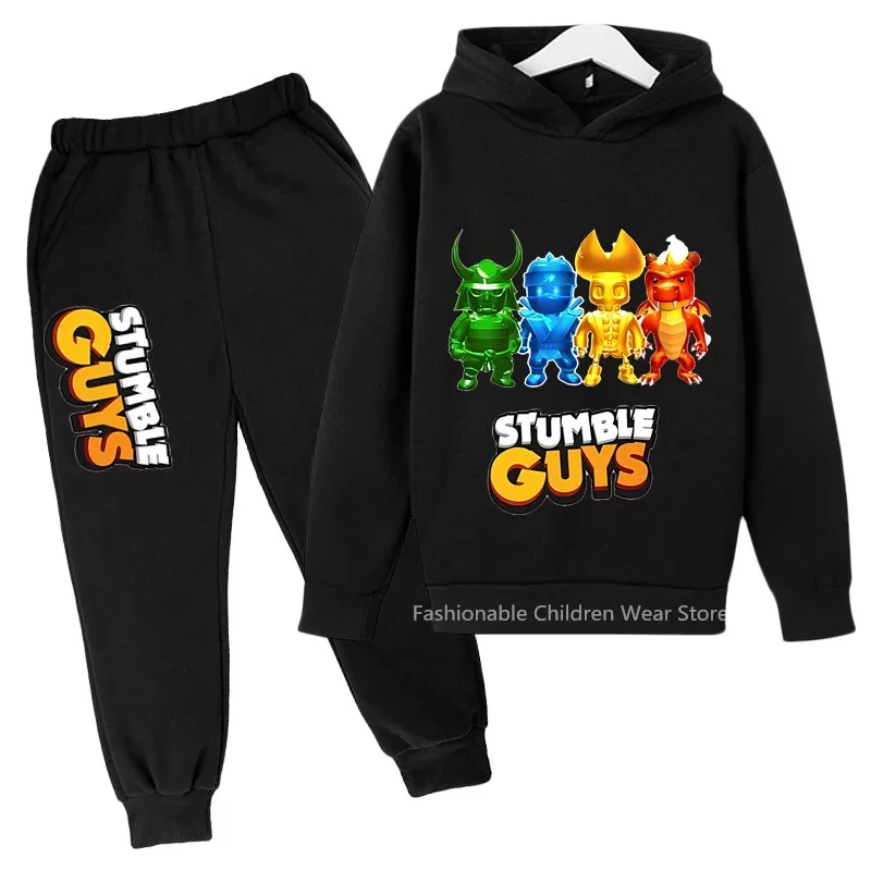 

Cute Ttumble Print Hoodie & Joggers Set for Kids - Autumn/Spring Cotton Look, Suitable for Boys & Girls, Casual Korean Trend