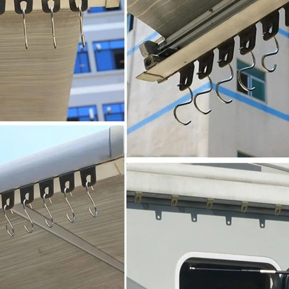 10 pezzi gancio per vestiti per tenda da sole nero per camper camper roulotte supporto per luce per feste camper appendiabiti portatile accessori da campeggio