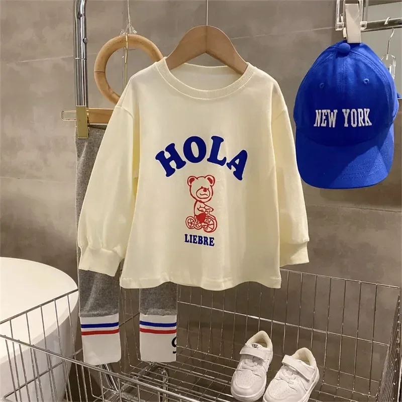Herbstliches modisches Sportset für Kinder: Baby-Mädchen-Pullover + Leggings, zweiteiliges Set, Kleinkind-Mädchen-Kleidung mit Cartoon-Alphabet-Motiv – Detail 14