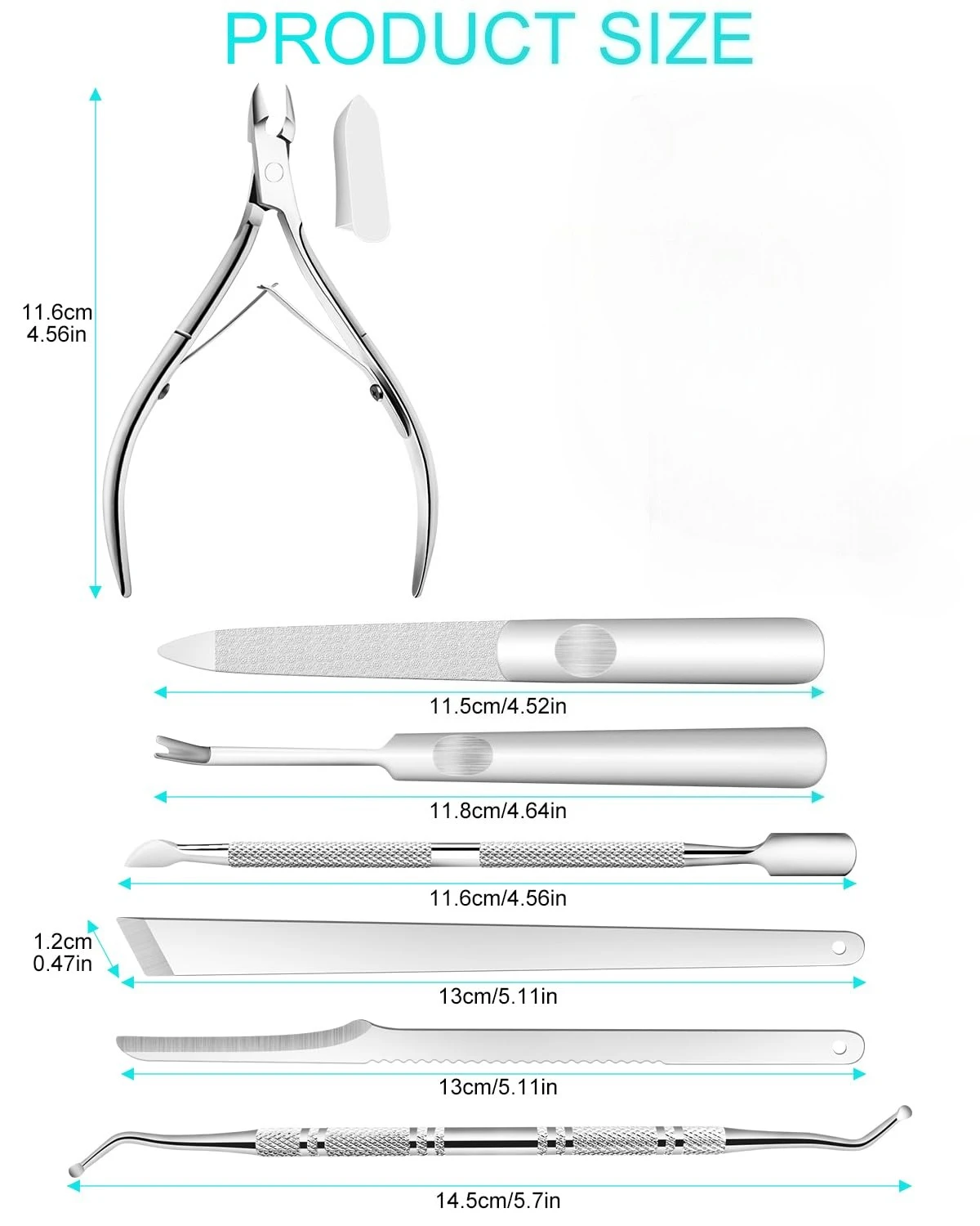 مجموعة أدوات باديكير لإزالة أظافر القدم الغارزة مكونة من 7 قطع، مقصات أظافر، مجموعة ملفات ورافعات، أداة أظافر القدم المقاومة للصدأ تحت تنظيف الأظافر