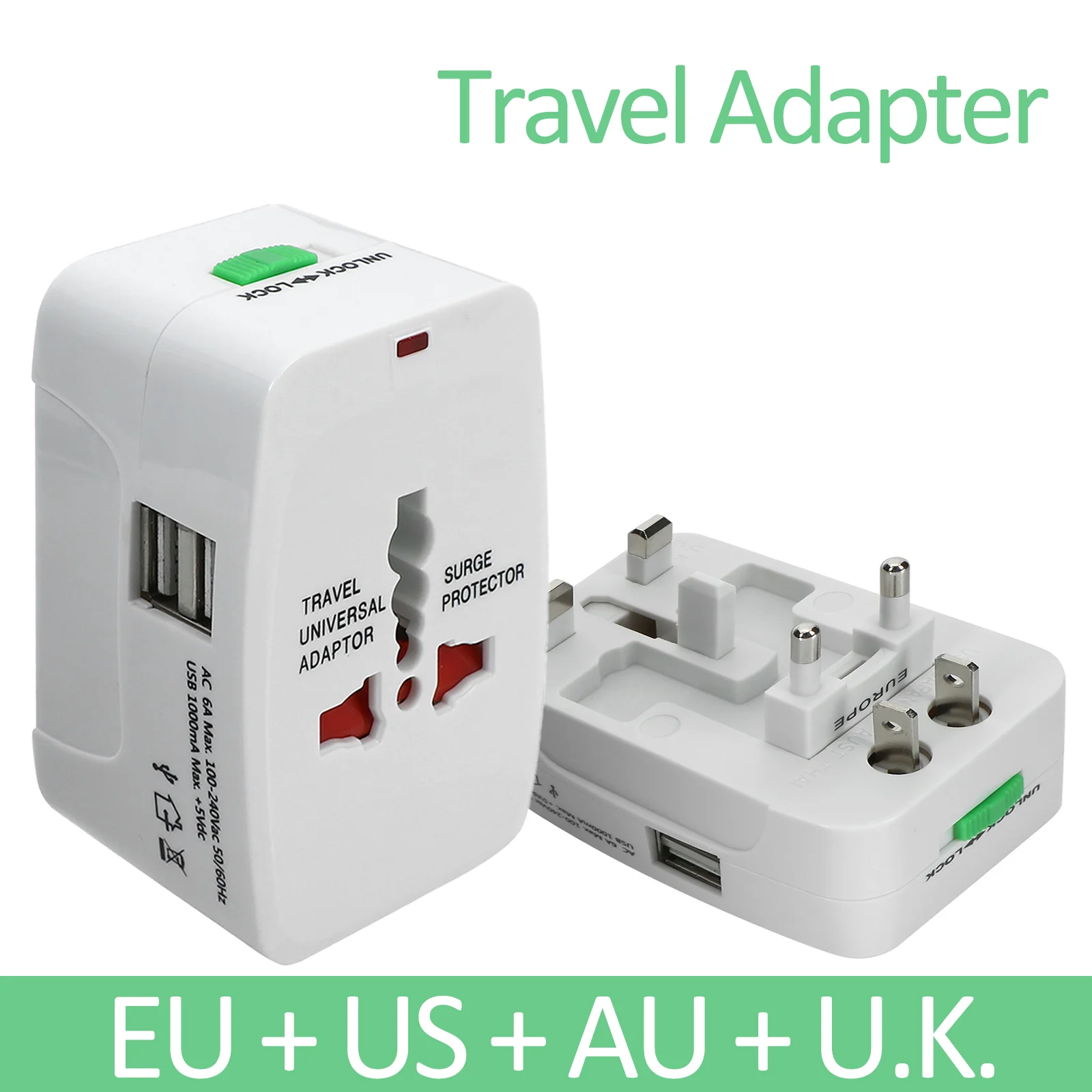 Multifunction Country Travel AU US UK EU JP CN CA MX Converter Universal AC Power Charger USB Port International Plug Adapter Al