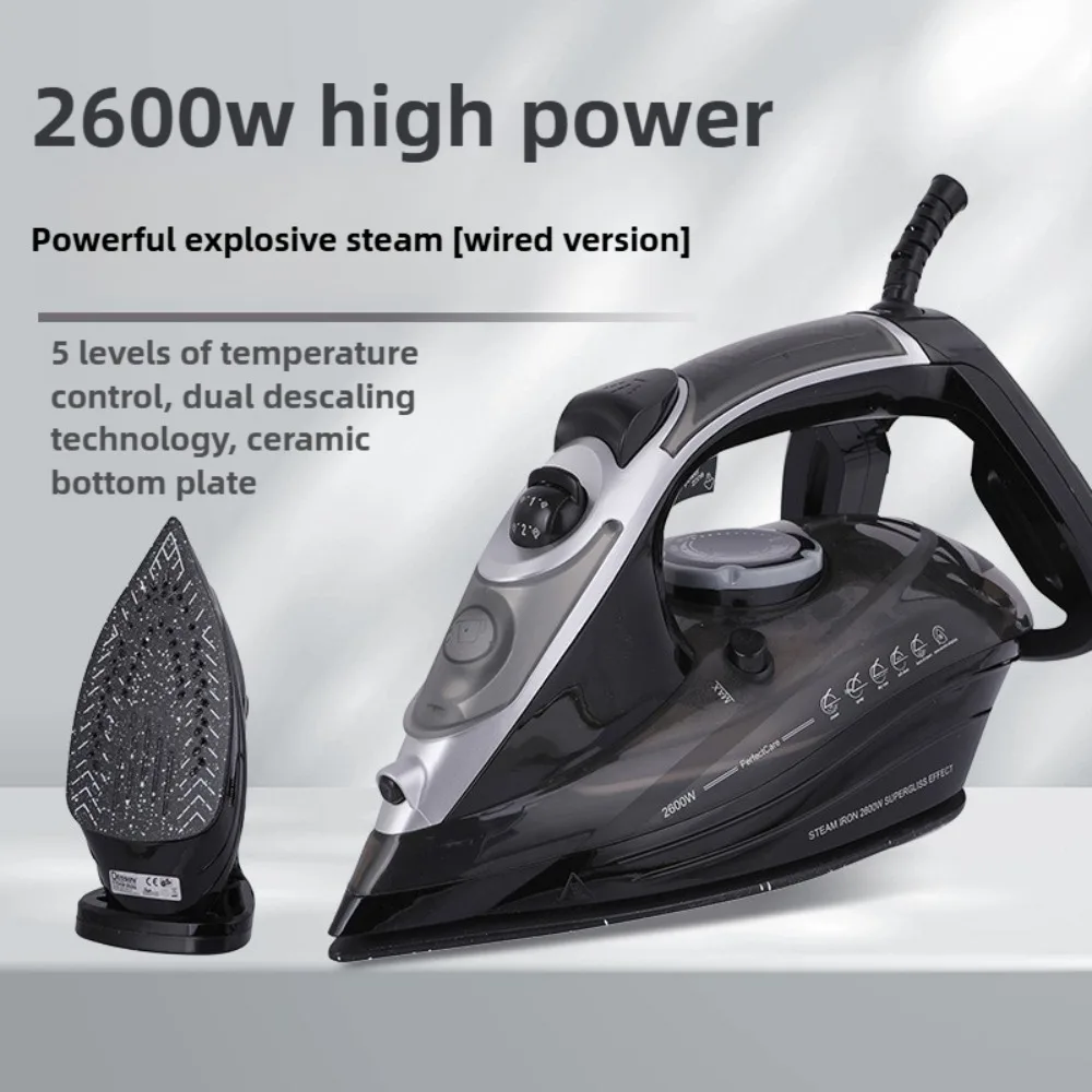 

2600W Steam Iron for Clothes Household Electric Iron Dry and Wet Iron, Rapid Heating ,Non-Stick Ceramic Soleplate, Self Clean