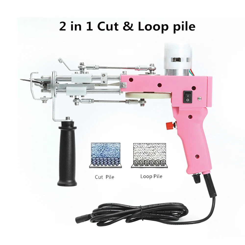 Pistola per trapuntatura elettrica per tappeti 2 in 1 può fare pile ad anello e tagliare le macchine per floccaggio per tessitura di tappeti Utensili manuali fai da te AC 110 V-240 V