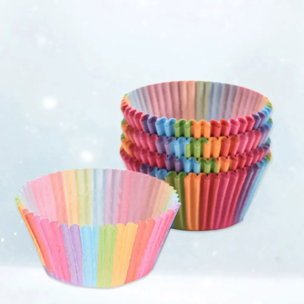 

100 Pcs Cake Cups Paper Muffin Cupcake Wrappers Barreled Creative Pattern Liners