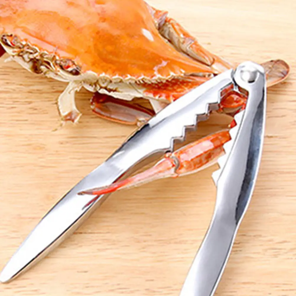 

1pc Stainless Steel Clamp Crab Tong Nut Plier Seafood Shellfish Opener Tool Ergonomic Handle Dishwasher Safe Silver
