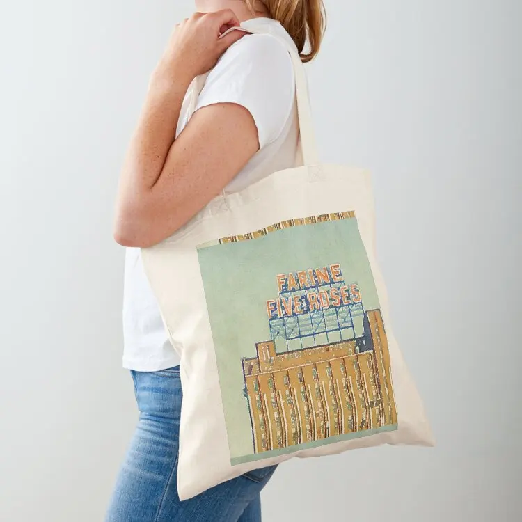 

Watercolor of the iconic building in Montreal Farine Five Roses Tote Bag Women's bags women bag shopping bags foldable