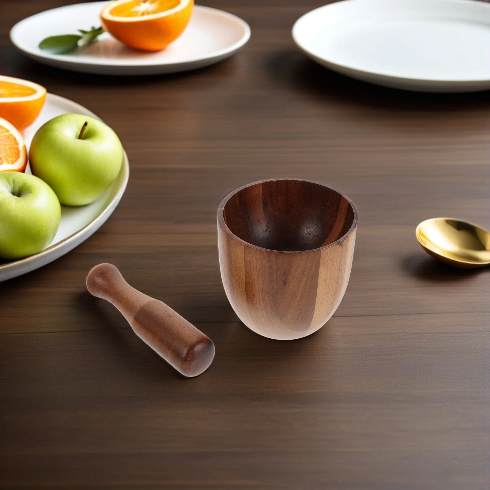 

1 Set Wooden Mortar Pestle Crush Pot For Garlic Spices Ginger Acacia Wood Manual Grinding Bowl Kitchen Essentials Spice Grinder