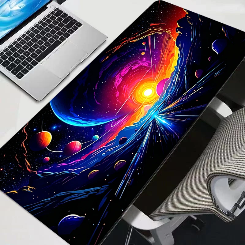 Mouse Pad Neon Cyber Space Larger XXL 900x400 Speed Mini Pc Computer Keyboard Desk Mat Gaming Accessories anime Mousepad