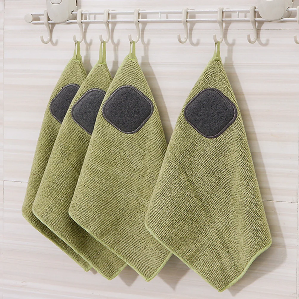 

4Pcs Microfiber Absorbent Dish Towels Thick Hand Cloth Kitchen Dish Washing Cleaning Cloth Quick Dry Light Green