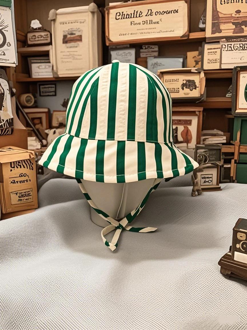 Boy Sun Hat 45-48cm 0-24 Months Baby Striped Cap Girl Solid Sunscreen Hat Cotton Caps Kid Grid Cotton Windproof Hats image 4