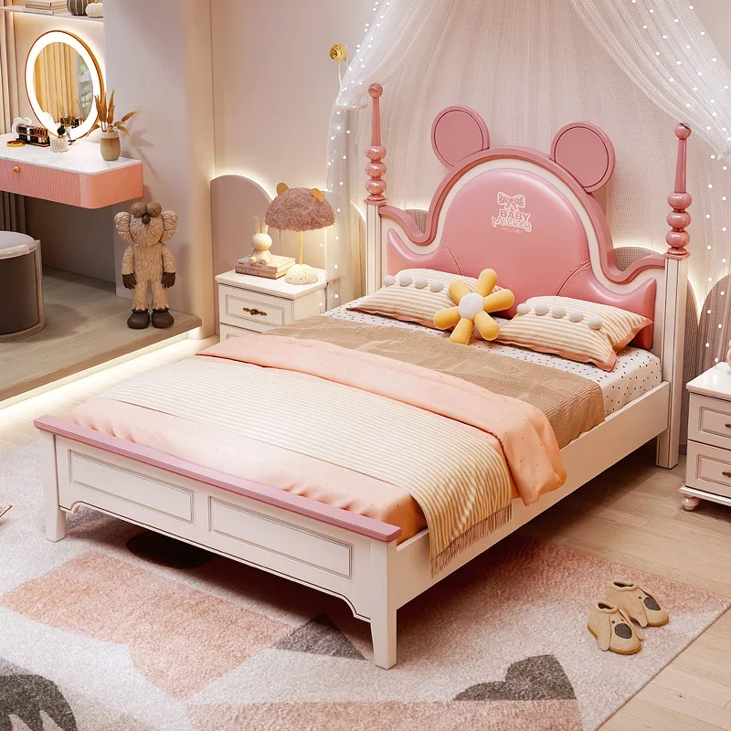 European Girls Modern Double Bed Luxury Loft Princess Space Saving Children Beds Frames Single Children Beliche Hotel Furniture