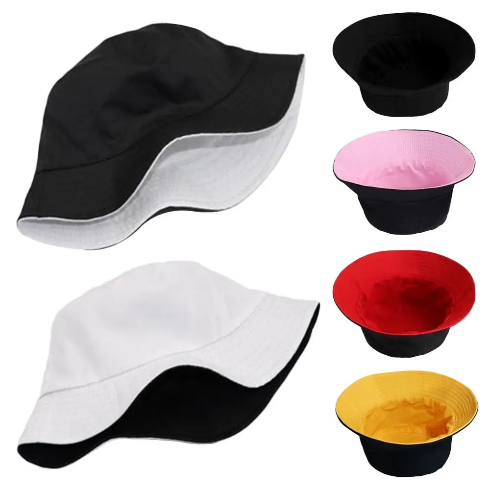 Spring Summer Double-Sided Bucket Hat Sun Protection Big Brim Beach Cap Foldable Portable Fisherman Cap Women Men