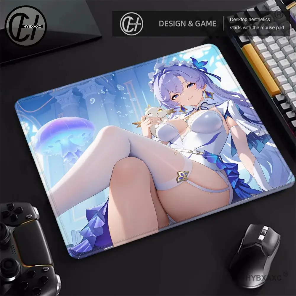 

HYBXAXC Blue Anime Design Girls Glass Mousepad E-sports Game Mouse Insulation Pad Dirt Resistant Smooth Fluid Desktop Glass Pad
