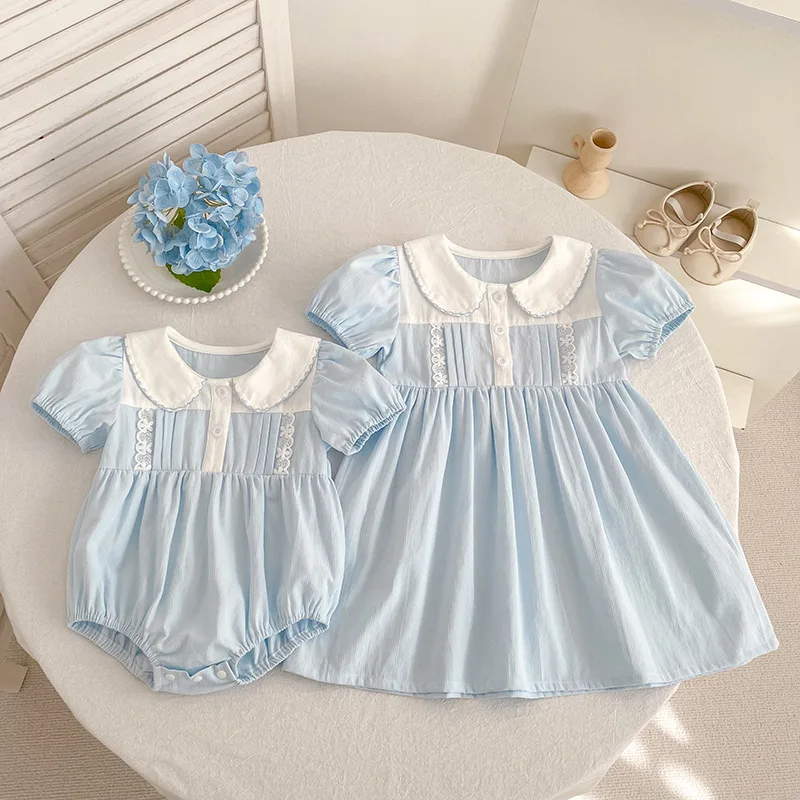 

New Summer Dress for Girls with Doll Collar, Baby Romper, Stylish Girl's Dress, Children's Clothing