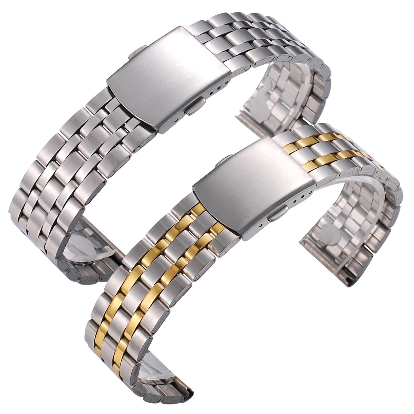 18mm 20mm 22mm Stainless Steel Watch Band Light Weight Watchband Wrist Strap Gold Silver Bracelet Butterfly Clasps Buckle image 2