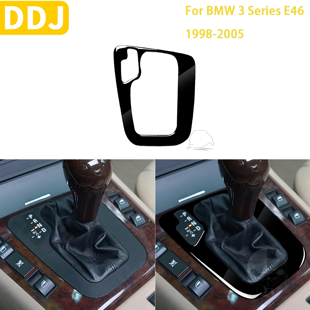 For BMW 3 Series E46 1998-2005 Accessorie Car Piano Black Interior Shifting Frame Gear Panel Cover Trim Sticker