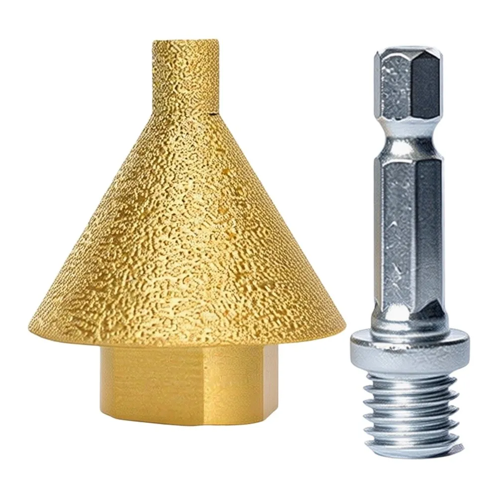1pc Diamond Taper Chamfer Bit With Adapter Vacuum Brazed Chamfering Grinding Head For Stone Hole Expansion Edge Trimming