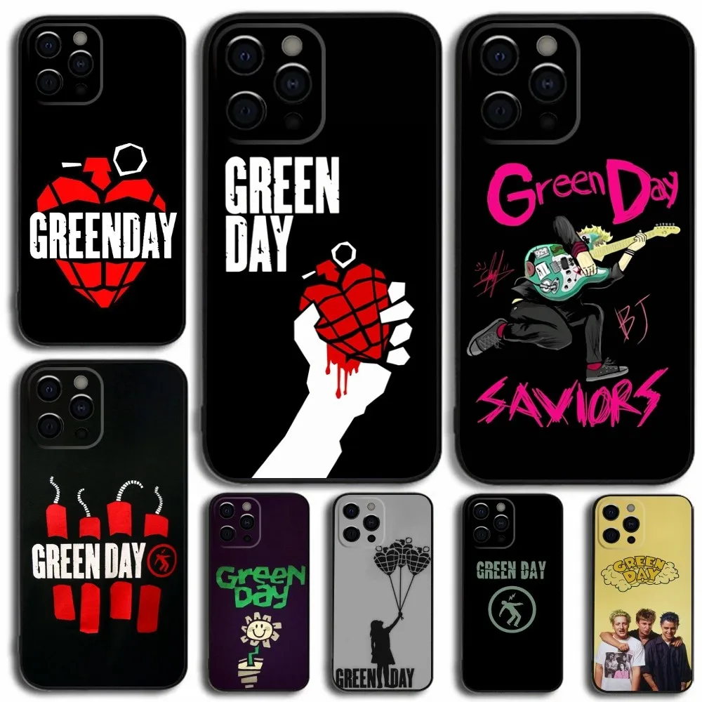 G-Green Day Band Phone Case For iPhone 16,15,14,13,12,11,Pro,X,XS,Max,XR,Plus,Mini Soft Black Cover